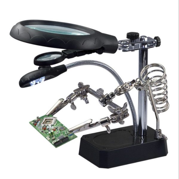 Magnifier With Alligators Holders & Solder Iron Stand TE-800