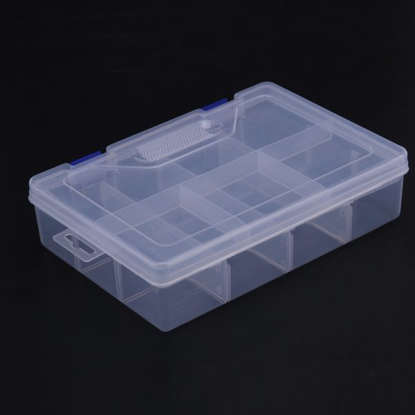 Double Layer 8 Grid Transparent Plastic component Box - Image 3